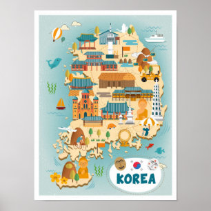Poster Ilustração da Viagens vintage de Arte do Mapa da C