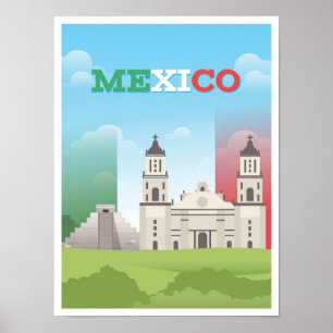Poster Ilustração da Viagens vintage de Arte do México