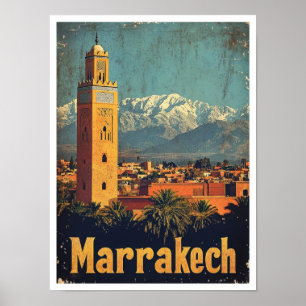 Poster Ilustração da Viagens vintage de Arte Marraquexe e