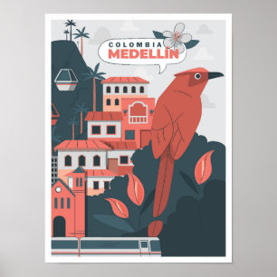 Poster Ilustração da Viagens vintage de Arte Medellin Col
