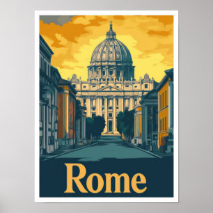 Poster Ilustração da Viagens vintage de Arte na Itália de