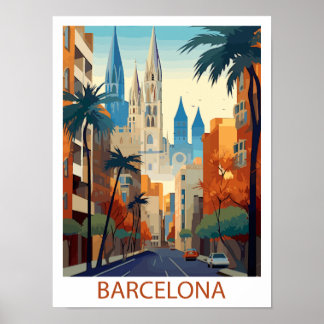 Poster Ilustração da Viagens vintage de Barcelona Retroat