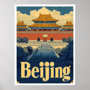 Poster Ilustração da Viagens vintage de Beijing China