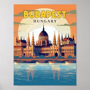 Poster ilustração da viagens vintage de Budapeste na Hung