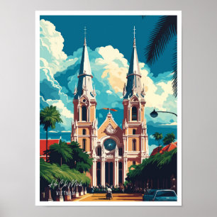 Poster Ilustração da Viagens vintage de Ho Chi Minh Vietn