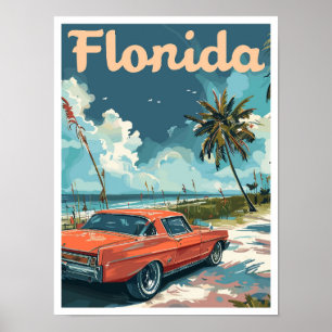 Poster Ilustração da Viagens vintage de Miami Florida