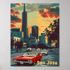Poster Ilustração da Viagens vintage de San Jose Californ