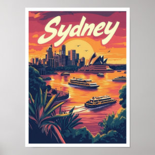 Poster Ilustração da Viagens vintage de Sydney Austrália