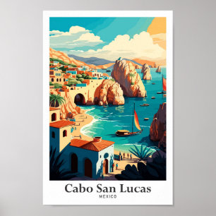 Poster Ilustração da Viagens vintage do México Cabo San L