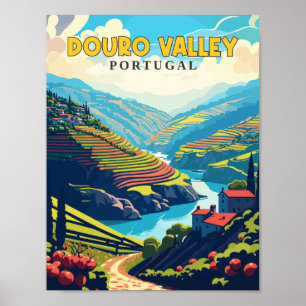 Poster Ilustração da viagens vintage do Vale do Douro em