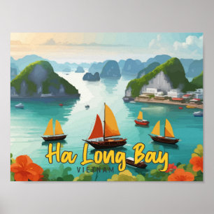 Poster Ilustração da Viagens vintage do Vietnã de Baía Lo