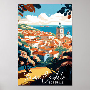 Poster Ilustração da viagens vintage Viana Castelo Portug