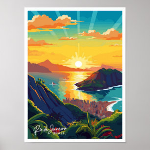 Poster Ilustração da Vintage Viagem do Rio de Janeiro