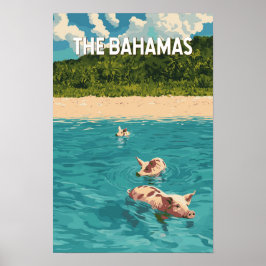 Poster Ilustração das Bahamas Arte de Viagem Vintage