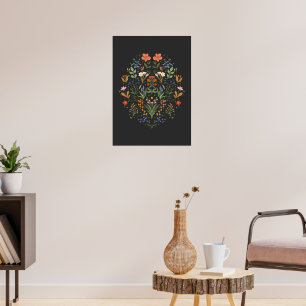 Poster Ilustração das flores da primavera da safra botâni