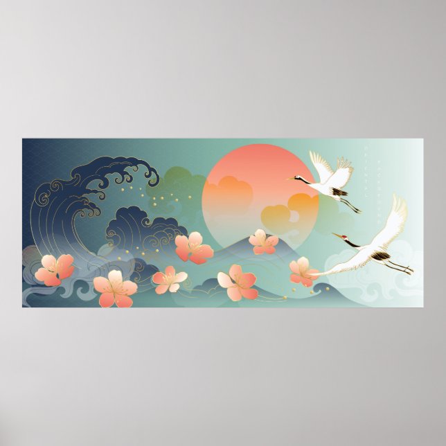 Poster Ilustração das flores de sakura Design (Frente)