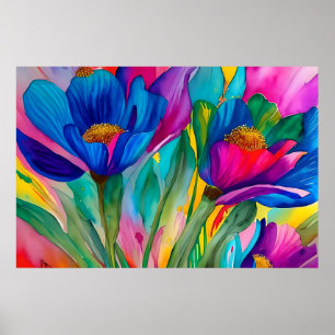 Poster Ilustração das flores florais florescentes