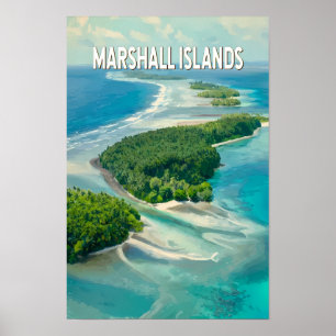 Poster Ilustração das Ilhas Marshall Viagem Arte Vintage