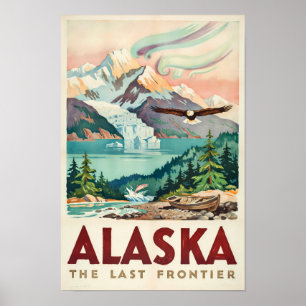 Poster Ilustração das Luzes do Norte e Águia Careca do Al