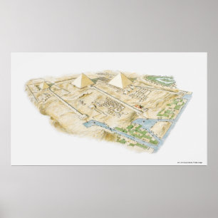 Pôster Ilustração das Pirâmides de Giza