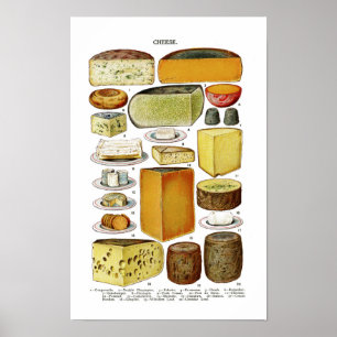 Poster Ilustração das variedades do queijo do Victorian