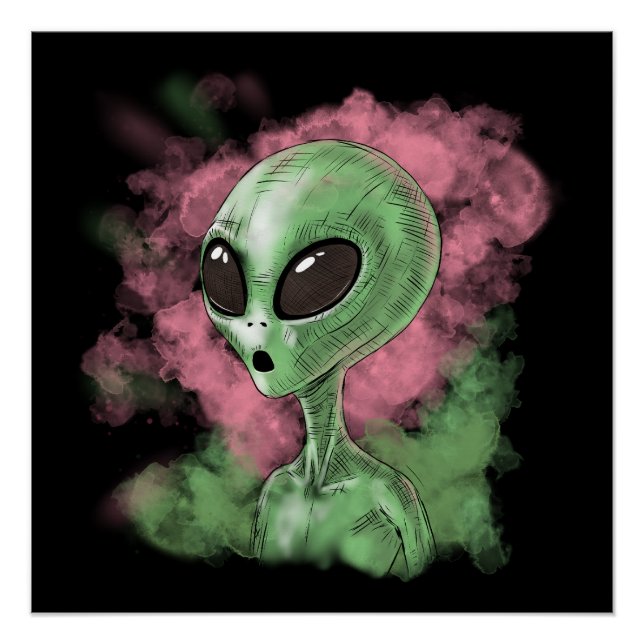 Pôster Ilustração de Alienígena Clássica (Frente)