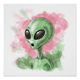 Pôster Ilustração de Alienígena Clássica