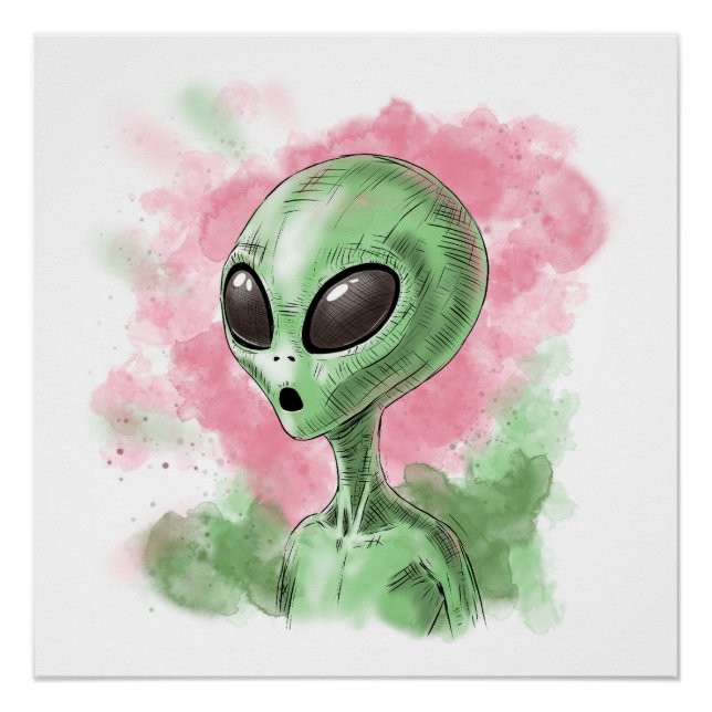 Pôster Ilustração de Alienígena Clássica (Frente)