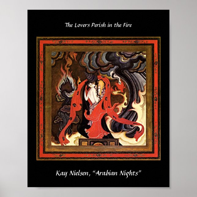 Poster Ilustração de amantes da Noite Árabe de Kay Nielse (Frente)