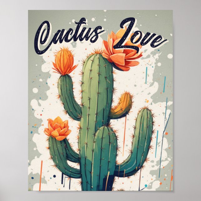 Poster Ilustração de Amor de Bloom Cactus (Frente)