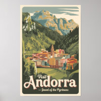Ilustração de Andorra Viagem Arte Vintage