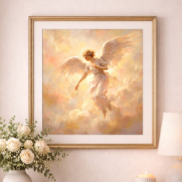 Poster Ilustração de Anjo Pintura Celestial Suave