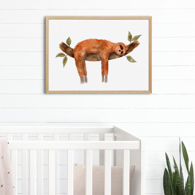 Poster Ilustração de aquarela cúbica com preguiça-dorment (Criador carregado)