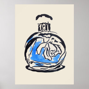 Poster Ilustração de aquarela de moda de garrafa de per