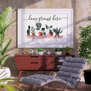 Poster Ilustração de aquarela de plantas de amor moderno