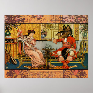 Poster Ilustração de Arte Clássica da Bela e a Fera