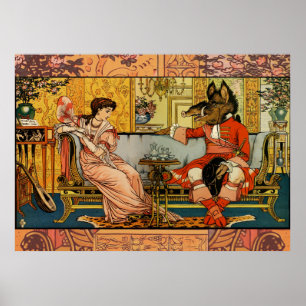 Poster Ilustração de Arte Clássica da Bela e a Fera