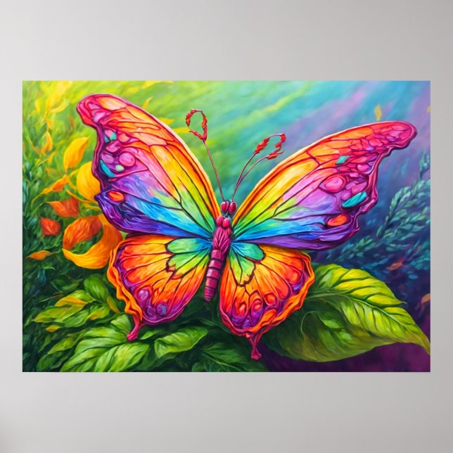 Poster Ilustração de Arte de Borboleta Retro (Frente)