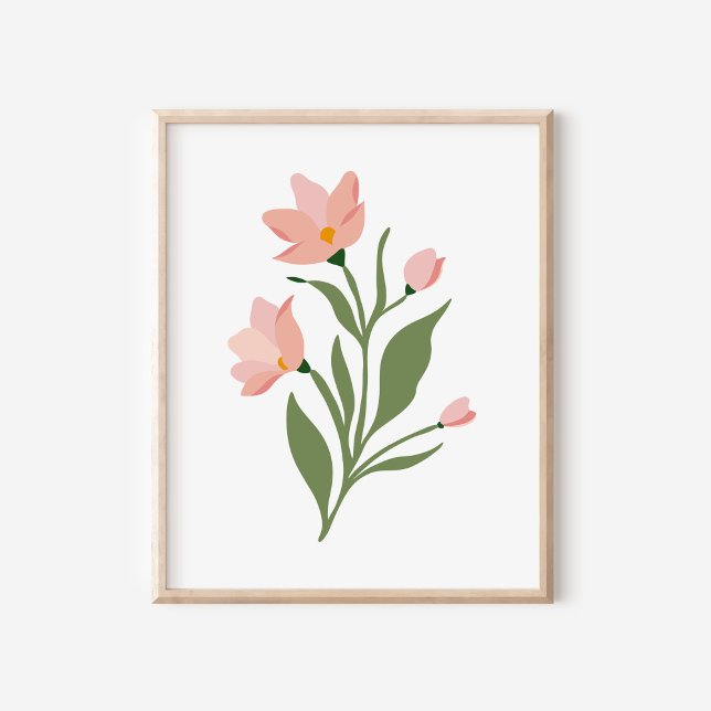 Poster Ilustração de Arte de Flores Silvestres Rosa Moder (Criador carregado)