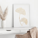 Poster Ilustração de Arte de Linha Elegante Dourada Ginkg<br><div class="desc">Ilustração de Arte de Linha Elegante Dourada Ginkgo Deixa Poster</div>