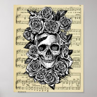 Ilustração de arte de Rosas de crânio humano