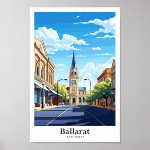 Poster Ilustração de arte de Viagem da Austrália Ballarat