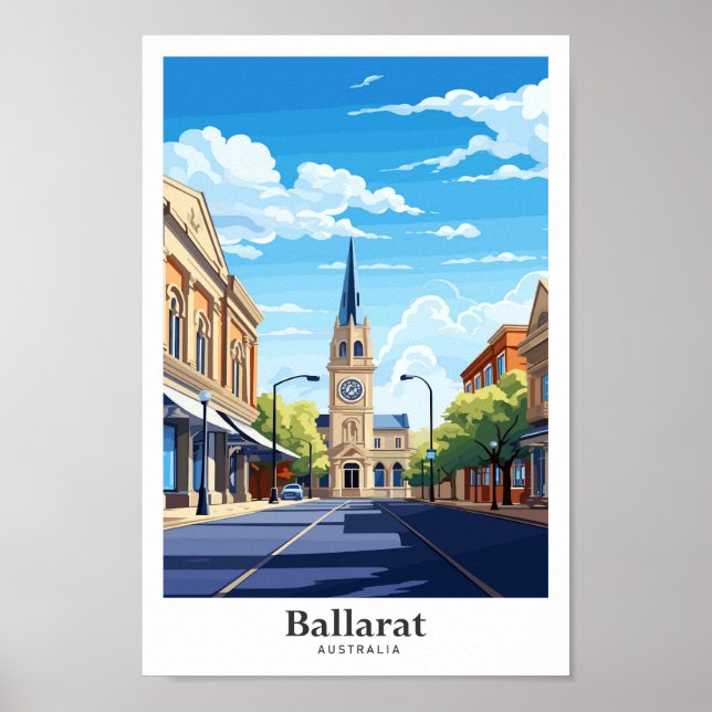 Poster Ilustração de arte de Viagem da Austrália Ballarat (Frente)