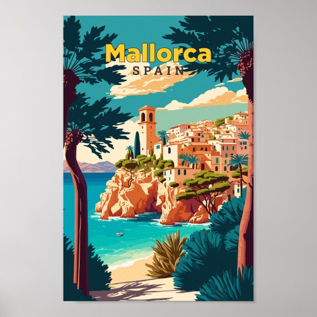 Poster Ilustração de arte de Viagem de Espanha de Maiorca (Frente)