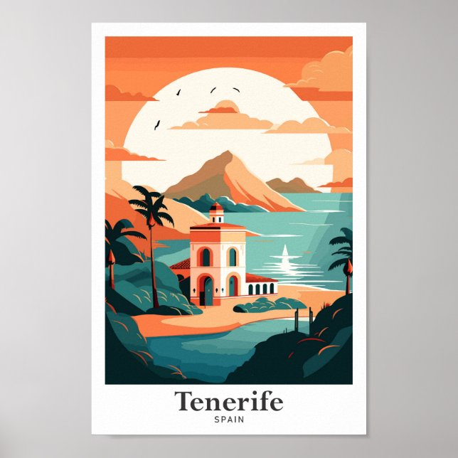 Poster Ilustração de arte de Viagem de Espanha de Tenerif (Frente)