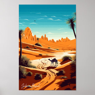 Poster Ilustração de arte de Viagem do deserto do Sahara