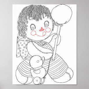 Poster Ilustração de arte desenhada à mão de brinquedo de