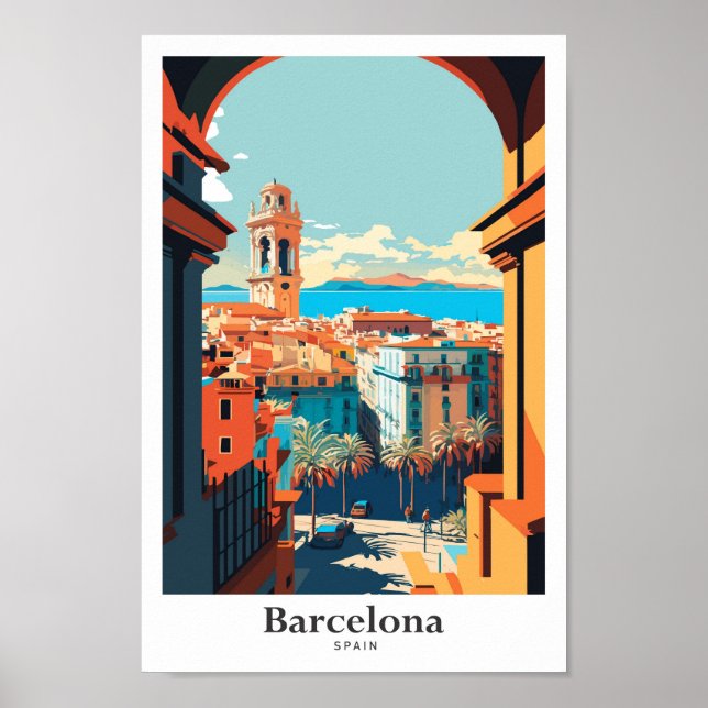 Poster Ilustração de arte Espanha de Barcelona (Frente)