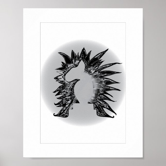 Poster Ilustração de arte moderna de estimação do cavalei (Frente)