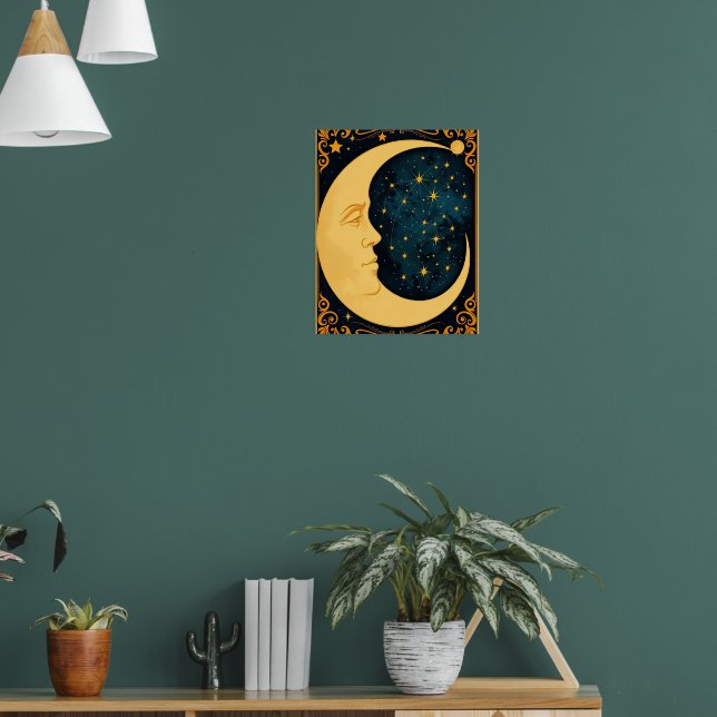 Poster Ilustração de Arte Nouveau Moon (Sala de Estar 1)